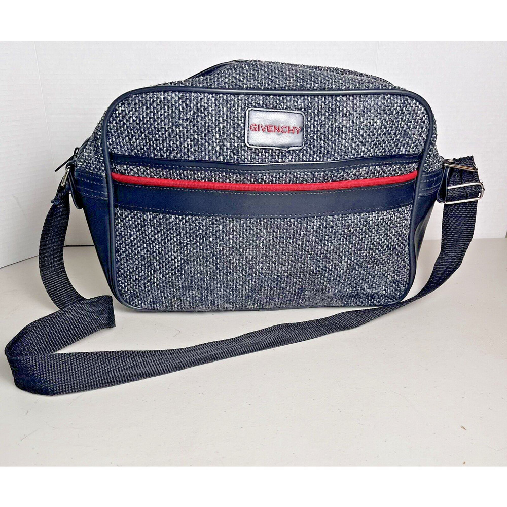 Vintage Givenchy Travel Bag Carry On Luggage Duffle Tweed Overnight Weekender